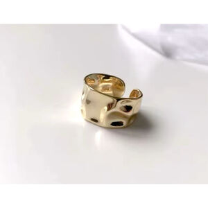 NEW Men’s Large Wavy Gold Plated S925‎ Band Ring, Adjustable